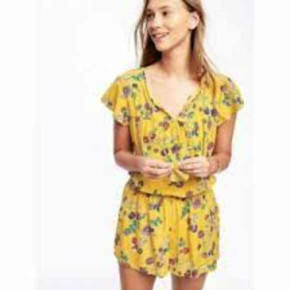 Old Navy Yellow Floral Romper Size Small - Picture 2 of 14